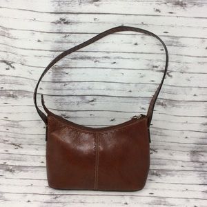 Fossil Small Brown Polished Leather Satchel